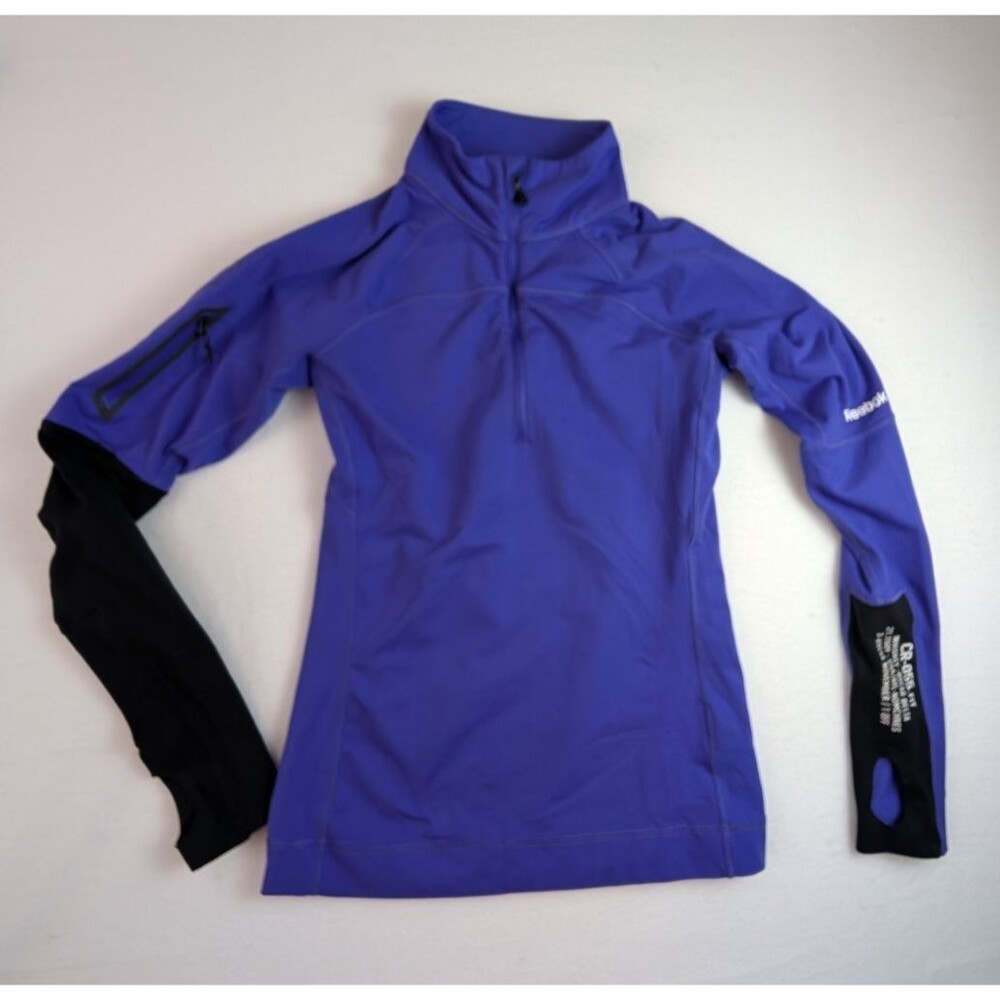 Reebok CrossFit 1/4 Zip Active Long Sleeve Top Size Small Petite Purple